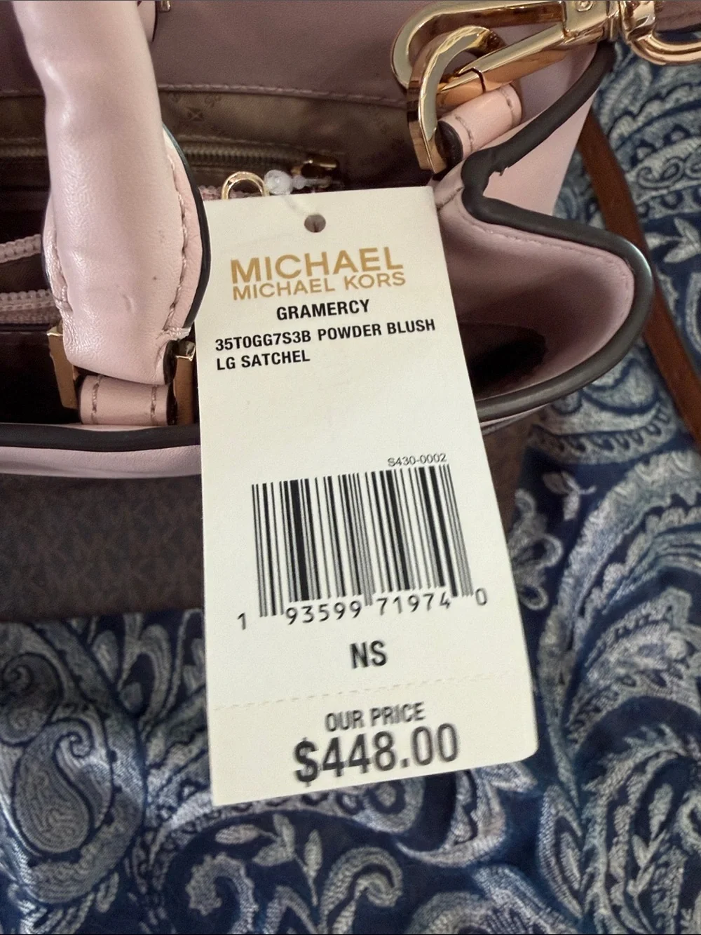 Michael Kors Pink & Brown Signature Satchel with Gold Lock